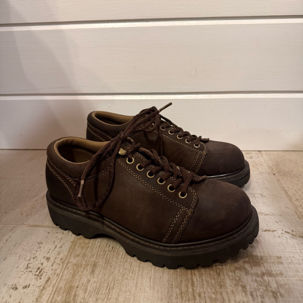 American Eagle Y2k 90s Vintage Brown Leather Platform Chunky Women’s Size 9.5